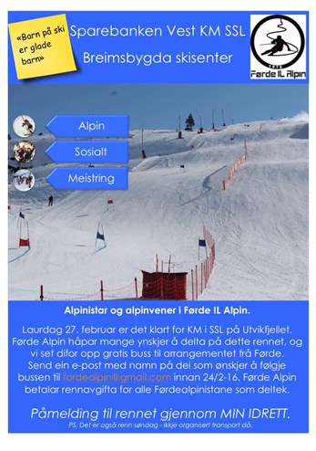 Gratis fellesbuss til KM på Utvikfjellet laurdag 27. februar